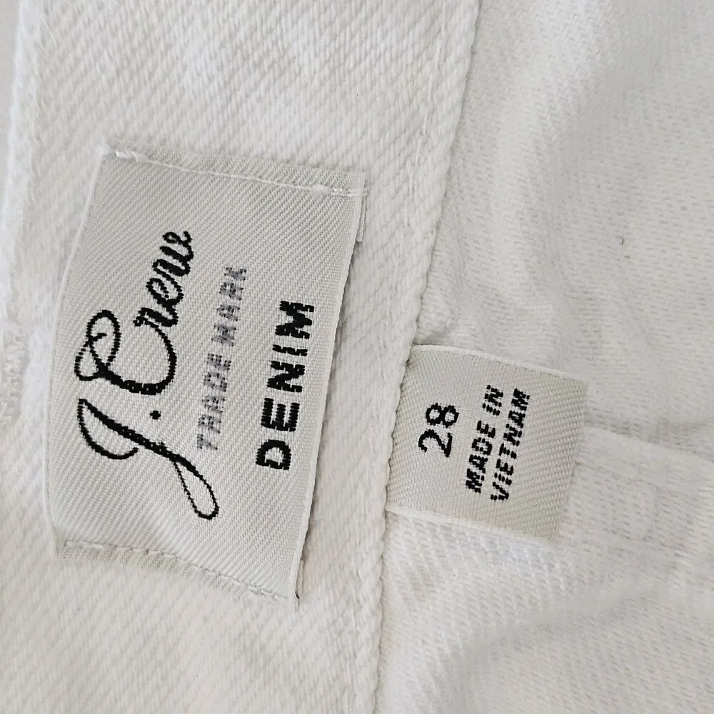 J.Crew White Denim Mini Skirt With Raw Hem Womens Size 28